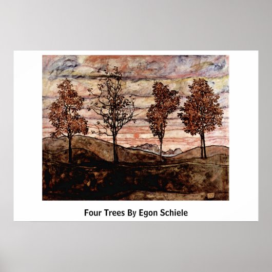 Vier Bäume von Egon Schiele Poster (Vorne)