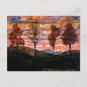 Vier Bäume von Egon Schiele Postkarte