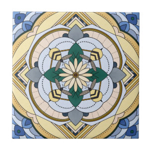 Vier Biene Floral Mandala Fliese