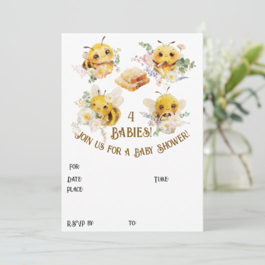 Vier Bienen Einladung (Stehend Vorderseite)