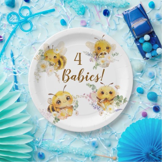 Vier Bienenpapier-Teller Pappteller (Party)