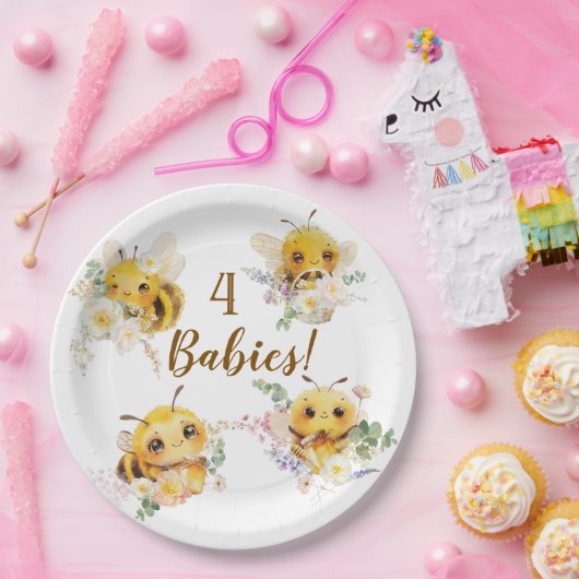 Vier Bienenpapier-Teller Pappteller (Party)