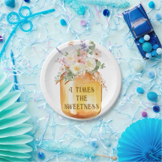 Vier Bienenpapier-Teller Pappteller (Party)