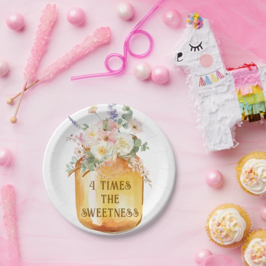 Vier Bienenpapier-Teller Pappteller (Party)