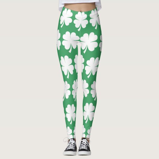 Vier-Blatt-Glücksklee St. Patrick's Day Leggings (Vorderseite)