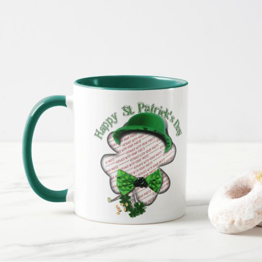Vier-Blatt-Klee St. Patrick's Day Foto Tasse (Mit Donut)