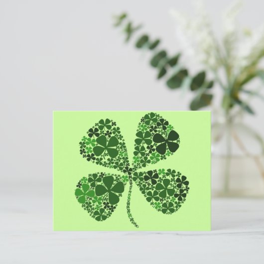 Vier-Blatt-Klee unendlich glücklich Postkarte (Stehend Vorderseite)