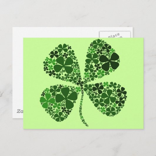 Vier-Blatt-Klee unendlich glücklich Postkarte (Vorne/Hinten)