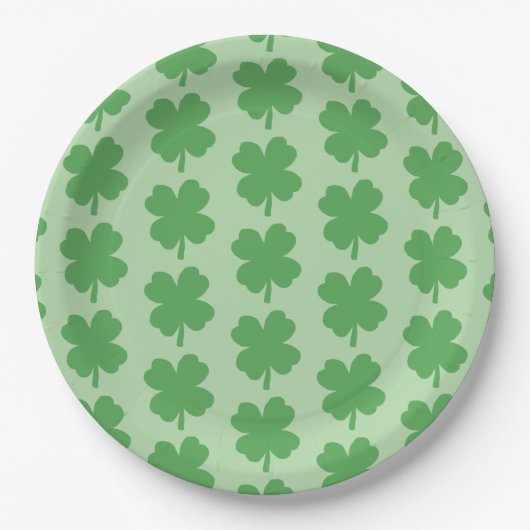 Vier-Blatt-Kleeblatt-Irischer-St.-Patricks-Tag Pappteller (Vorderseite)