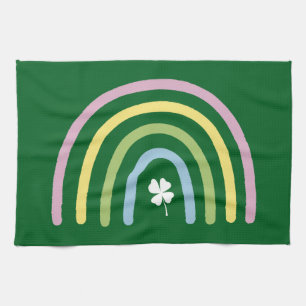 Vier-Blatt-Kleeblatt-Regenbogen St. Patrick's Day  Geschirrtuch