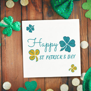 Vier-Blatt-Kleeblatt-Shamrock Frohen St. Patrick`s Serviette