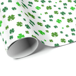 Vier-Blatt-Kleeblatt-Shamrock Irisch Geschenkpapier