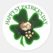 Vier-Blatt-Kleeblatt St. Patrick's Day Runder Aufkleber (Vorderseite)