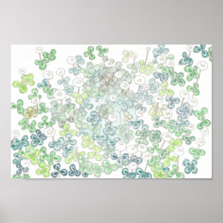 Vier-Blatt-Kleeblatt und weißes Kleeblatt/つ 葉 の ロ四 Poster