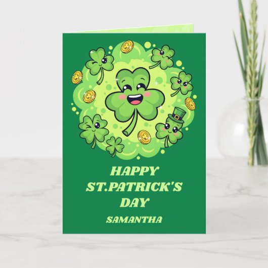 Vier-Blatt-Spaß St. Patrick's Day Karte (Vorderseite)
