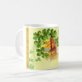 Vier blättrige Klee und Hufeisen Kaffeetasse (Vorderseite Links)