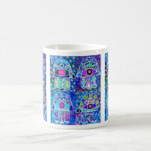 Vier Blau Hamsa Vintage Tapastry Judaika Kaffeetasse (Mittel)