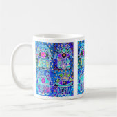 Vier Blau Hamsa Vintage Tapastry Judaika Kaffeetasse (Links)