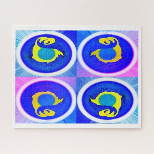 Vier blaue Monde Kunst Puzzle (Horizontal)