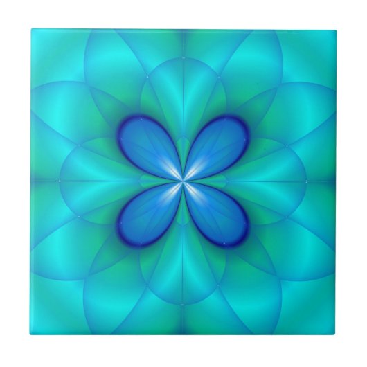 Vier blaue Petalen Fliese (Vorderseite)