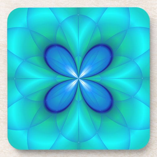 Vier blaue Petalen Untersetzer (Vorderseite)