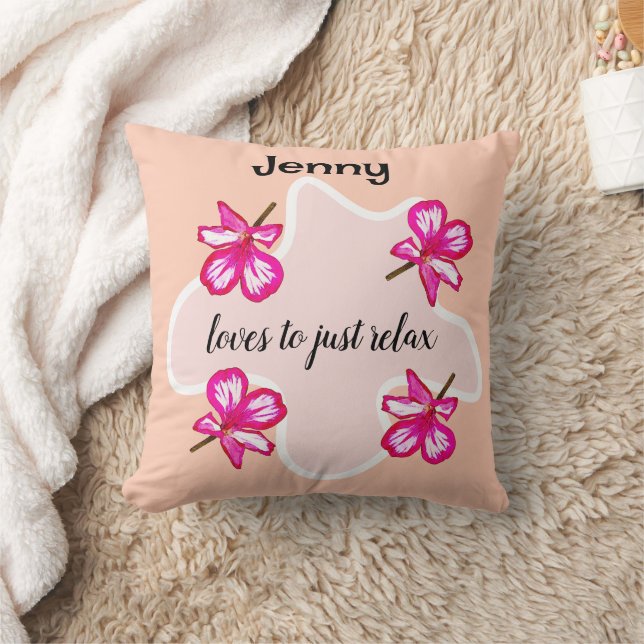 Vier blorrosa Blume Kissen (Decke)