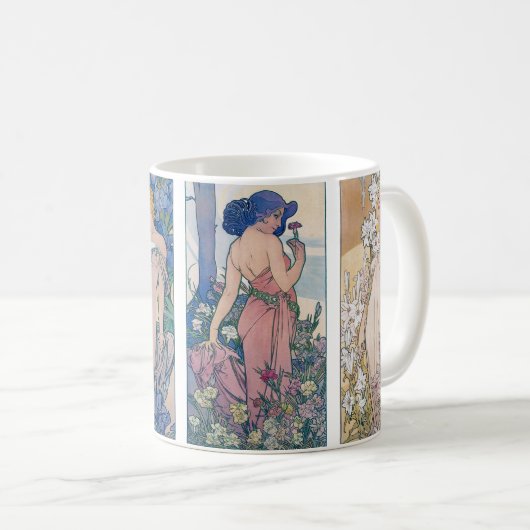 Vier Blume, Alphonse Mucha Kaffeetasse (VorderseiteRechts)