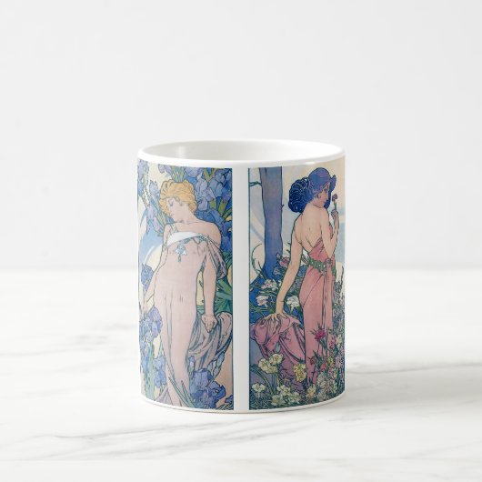 Vier Blume, Alphonse Mucha Kaffeetasse (Mittel)
