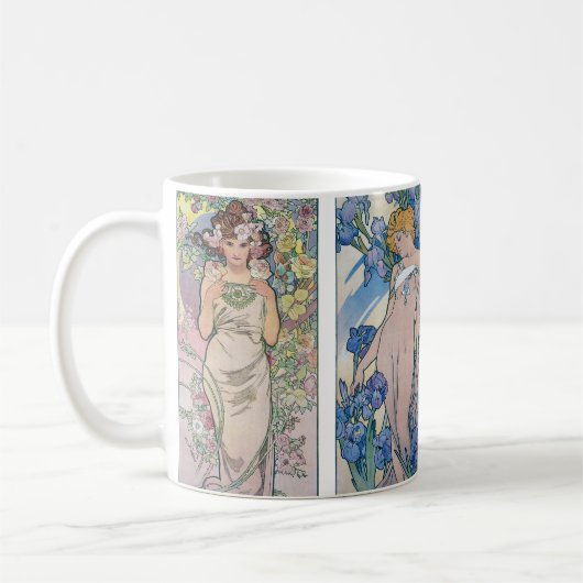 Vier Blume, Alphonse Mucha Kaffeetasse (Links)