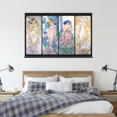 Vier Blume, Alphonse Mucha Leinwanddruck (Insitu (Schlafzimmer))