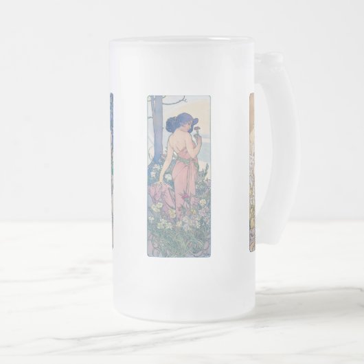 Vier Blume, Alphonse Mucha Mattglas Bierglas (VorderseiteRechts)