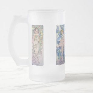 Vier Blume, Alphonse Mucha Mattglas Bierglas