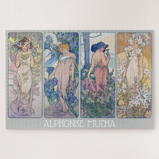 Vier Blume, Alphonse Mucha Puzzle (Horizontal)