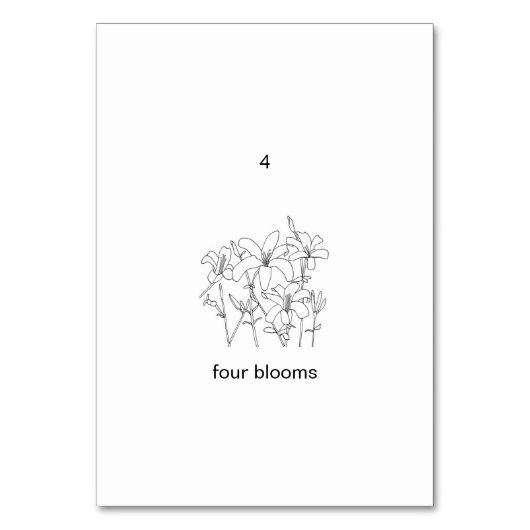 Vier Blüten, Taschenkarten mit benutzerdefinierter Tischnummer (Rückseite)