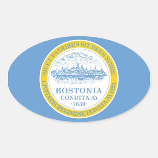 VIER Boston-Flagge Ovaler Aufkleber (Vorderseite)