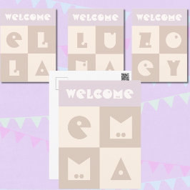 Vier-Buchstaben-Gratulation für das neugeborene Mä Postkarte