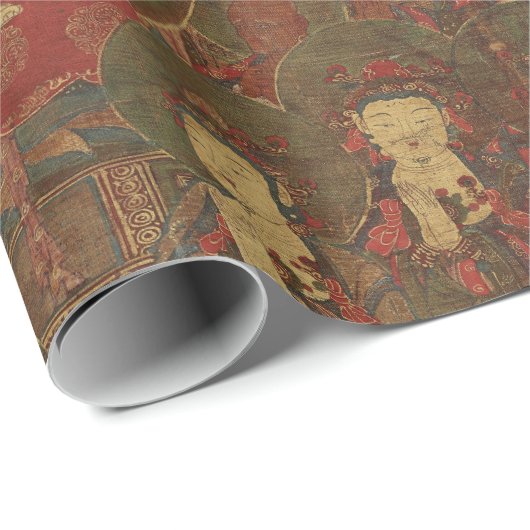 Vier Buddhas im reinen Land-Buddhismus Geschenkpapier (Rolleneckpunkt)