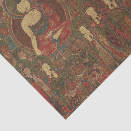 Vier Buddhas im reinen Land-Buddhismus Seidenpapier (Ausschnitt)