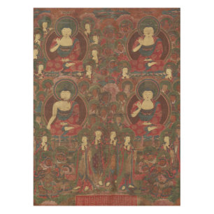 Vier Buddhas im reinen Land-Buddhismus Tischdecke