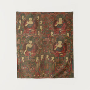 Vier Buddhas im reinen Land-Buddhismus Wandteppich