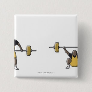 Vier Bühnen Weightlifter anhebender Barbell Button