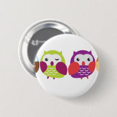 Vier bunte Eulen Button (Vorne & Hinten)