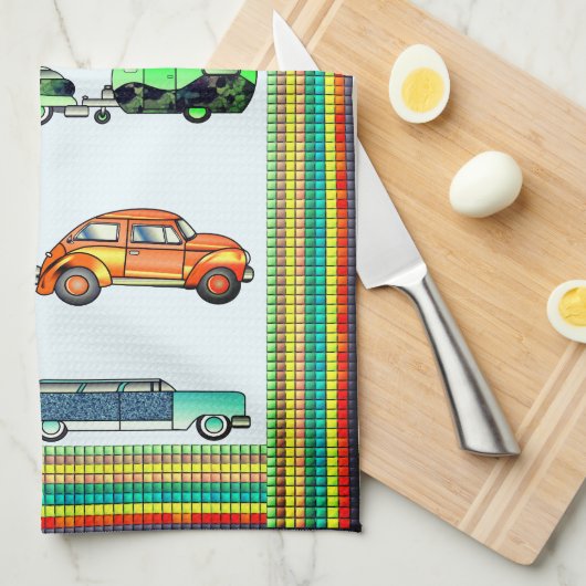 Vier bunte Wohnwagen-Geschirrtücher Handtuch (Viertel Falte)