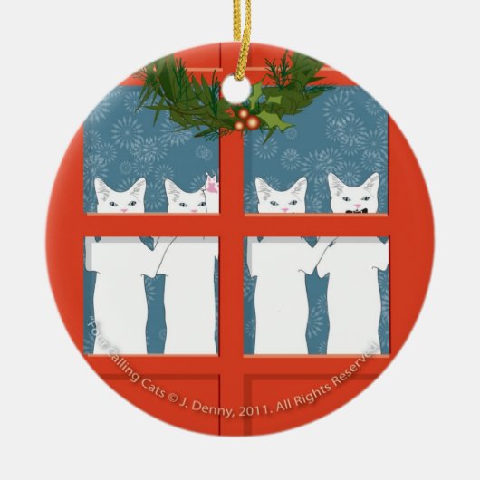 Vier Calling Cats.. doppelseitig Keramikornament (Vorne)