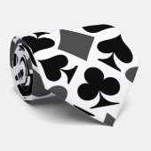 Vier Card Anzug - Symbole Schwarz/Weiß Krawatte (Gerollt)