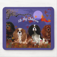 Vier Cavalier-Spaniels Herbst-Nacht-Mauspad