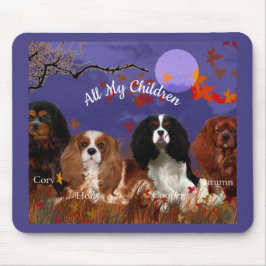 Vier Cavalier-Spaniels Herbst-Nacht-Mauspad Mousepad