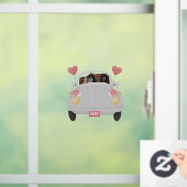 Vier Cavalier-Spaniels im Auto mit Herz Fensteraufkleber (Zuhause)