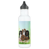 Vier Cavalier-Spaniels in Blume Edelstahl Edelstahlflasche (Rechts)