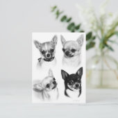 Vier Chihuahuas realistische Handgemälde Postkarte (Stehend Vorderseite)